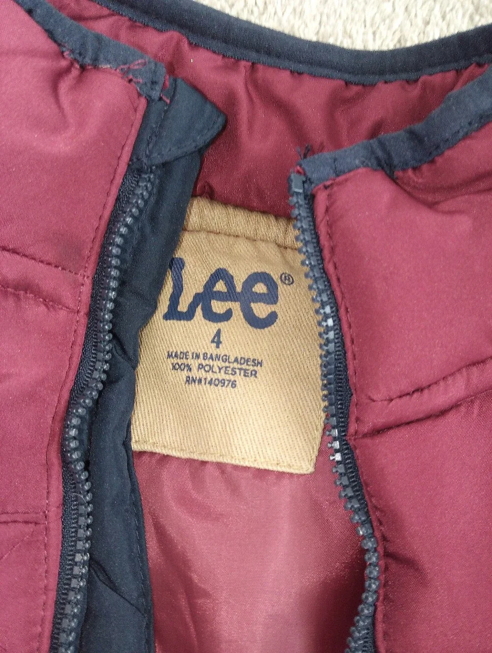 Toddler Boys Lee Quilted Burgundy Vest with Navy Jogger Pants and Shirt-Size 4T.